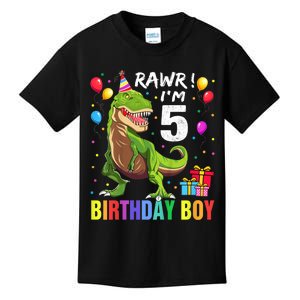 K.i.d.s 5 Year Old Shirt 5th Birthday Boy T Rex Dinosaur Shirt Kids T-Shirt