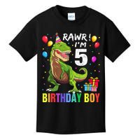 K.i.d.s 5 Year Old Shirt 5th Birthday Boy T Rex Dinosaur Shirt Kids T-Shirt