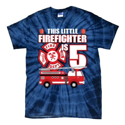 Kids 5 Year Old Firefighter Birthday Party Fire Truck 5th Gift Tie-Dye T-Shirt