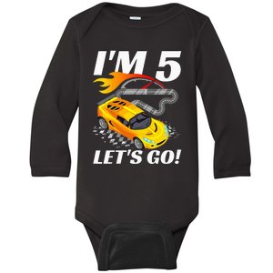 Kids 5 Year Old 5th Racing Racecar Birthday Party Baby Long Sleeve Bodysuit