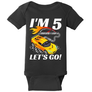 Kids 5 Year Old 5th Racing Racecar Birthday Party Baby Bodysuit