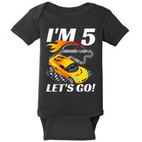 Kids 5 Year Old 5th Racing Racecar Birthday Party Baby Bodysuit