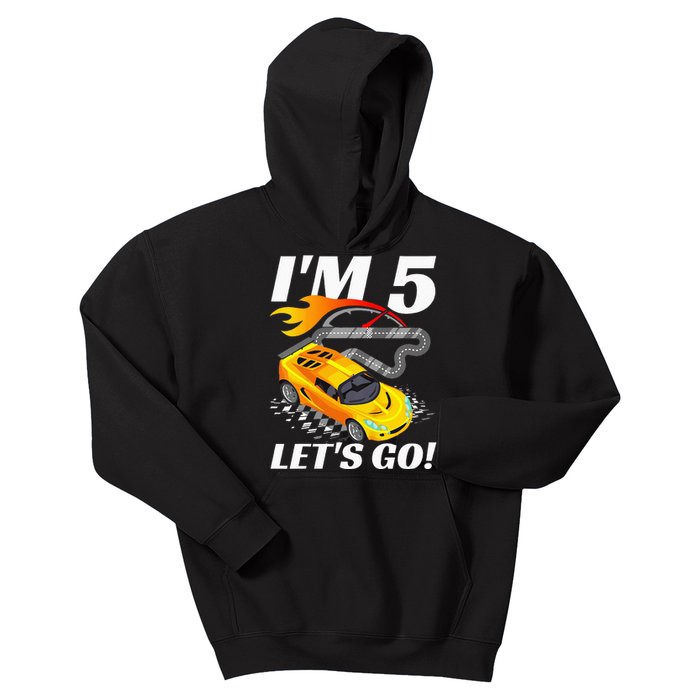 Kids 5 Year Old 5th Racing Racecar Birthday Party Kids Hoodie