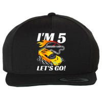 Kids 5 Year Old 5th Racing Racecar Birthday Party Wool Snapback Cap