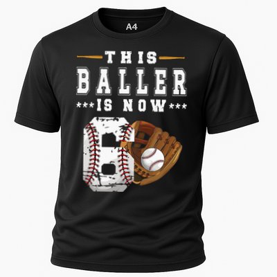 Kids 6th Birthday Baseball Boy Six Year Old Baseball Player Cooling Performance Crew T-Shirt