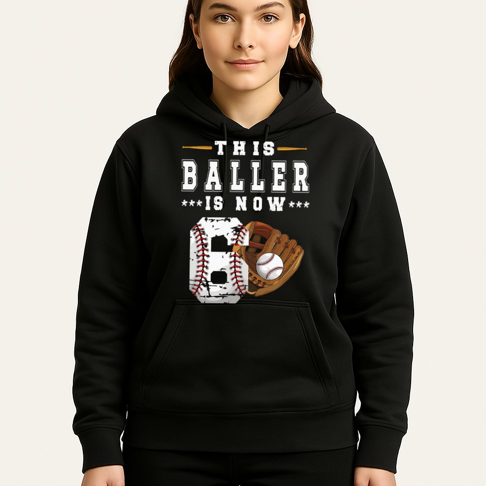 Kids 6th Birthday Baseball Boy Six Year Old Baseball Player Hoodie