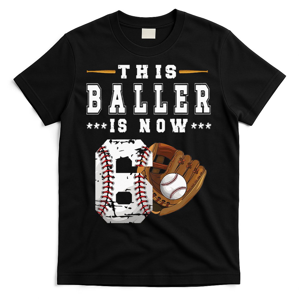 Kids 6th Birthday Baseball Boy Six Year Old Baseball Player T-Shirt