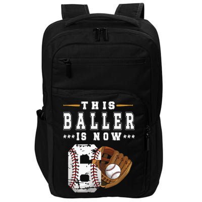 Kids 6th Birthday Baseball Boy Six Year Old Baseball Player Impact Tech Backpack