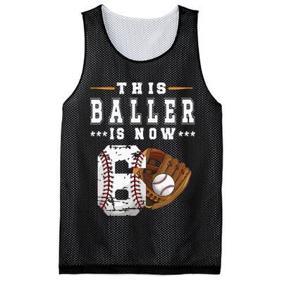 Kids 6th Birthday Baseball Boy Six Year Old Baseball Player Mesh Reversible Basketball Jersey Tank