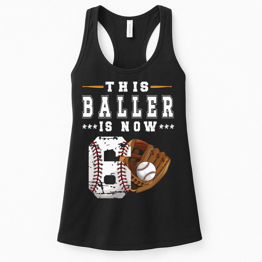 Kids 6th Birthday Baseball Boy Six Year Old Baseball Player Womens Tank Top