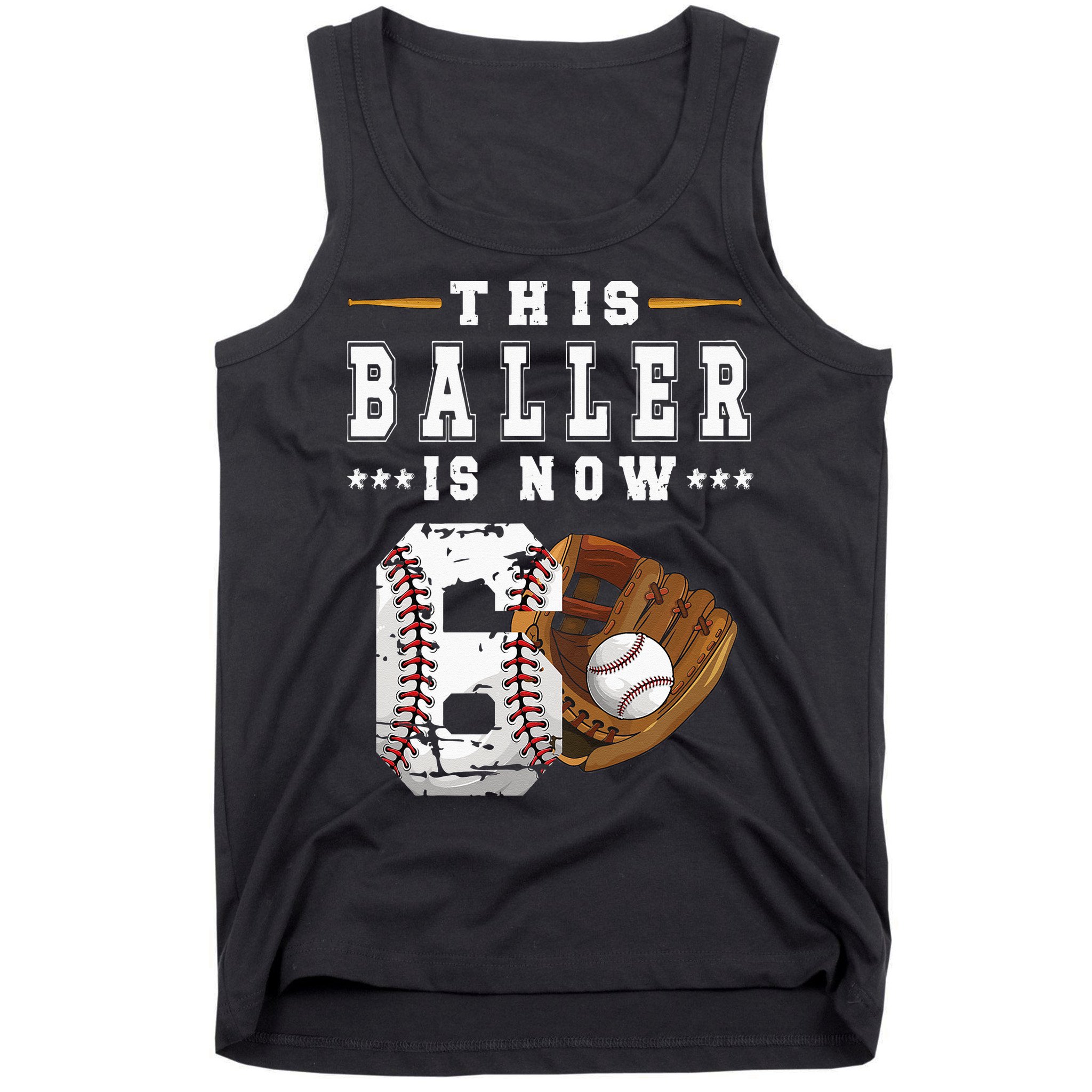 Kids 6th Birthday Baseball Boy Six Year Old Baseball Player Tank Top