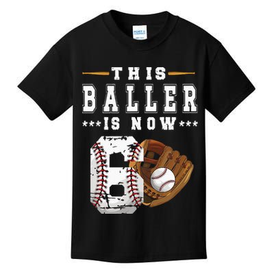 Kids 6th Birthday Baseball Boy Six Year Old Baseball Player Kids T-Shirt