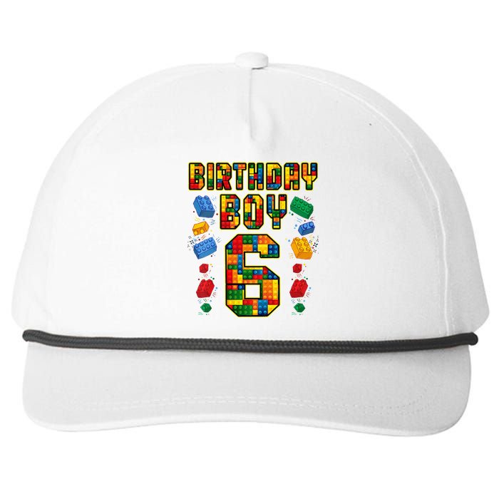 Kids 6th Birthday Master Builder 6 Years Old Block Building Snapback Five-Panel Rope Hat