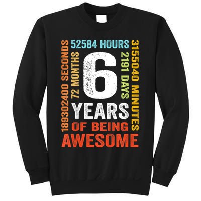 Kids 6th Birthday 6 Years Old Vintage Retro 72 Months Sweatshirt