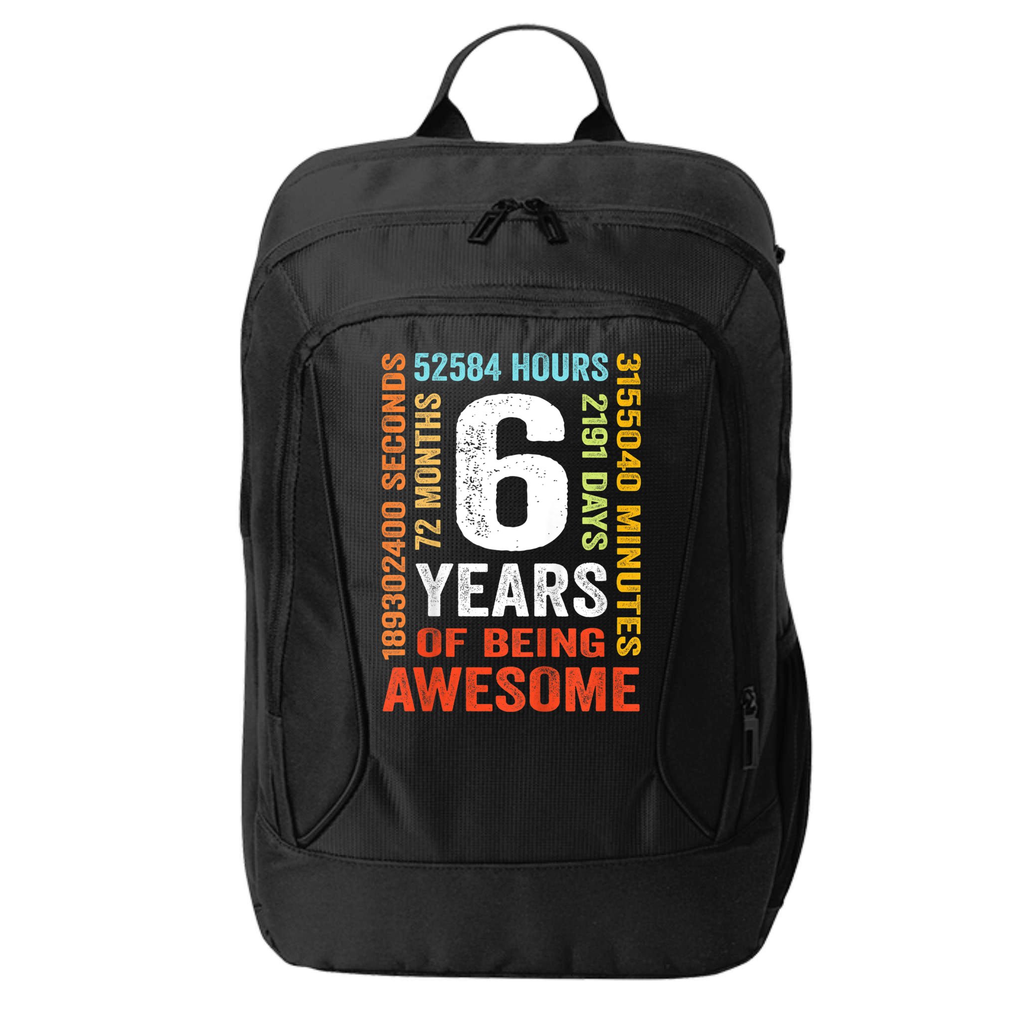 Kids 6th Birthday 6 Years Old Vintage Retro 72 Months City Backpack
