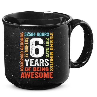 Kids 6th Birthday 6 Years Old Vintage Retro 72 Months 15oz Campfire Ceramic Mug