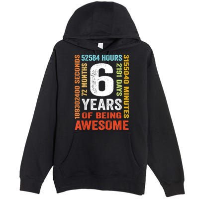 Kids 6th Birthday 6 Years Old Vintage Retro 72 Months Premium Pullover Hoodie