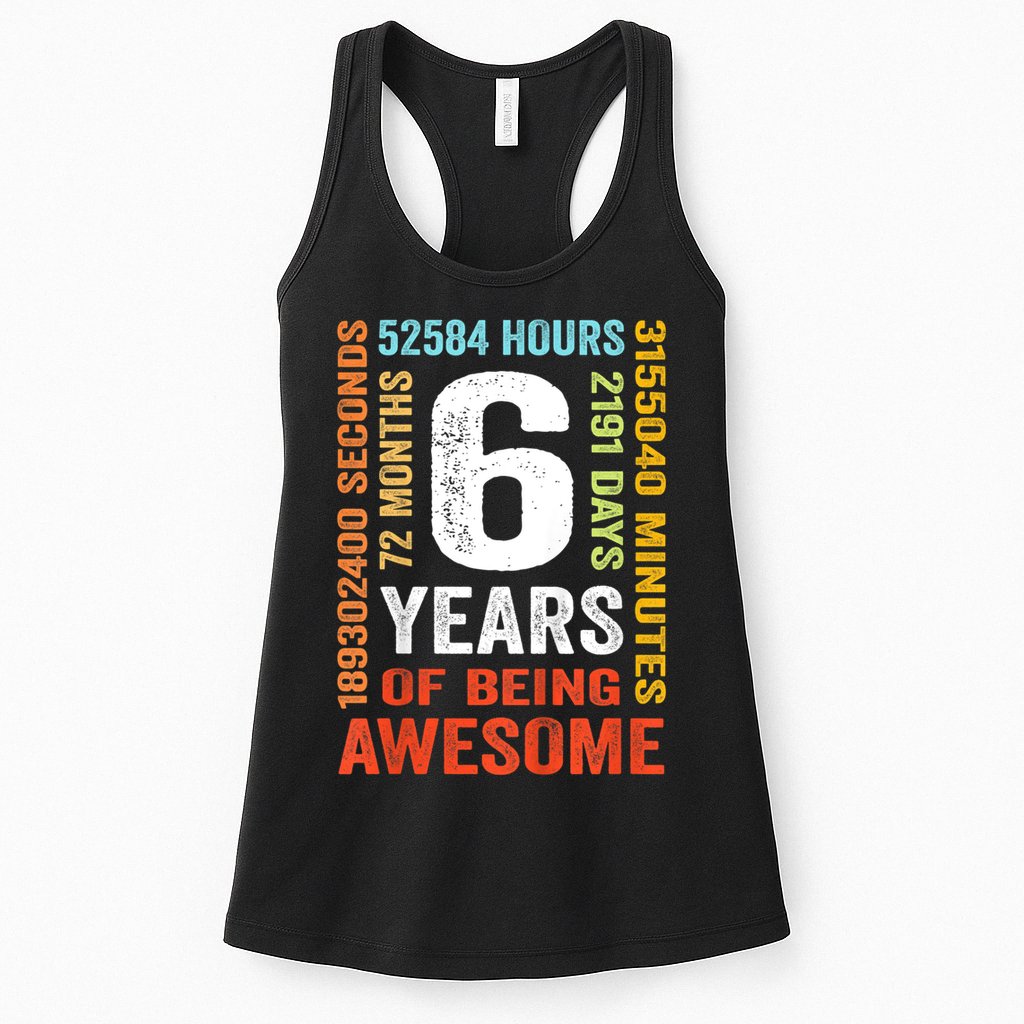 Kids 6th Birthday 6 Years Old Vintage Retro 72 Months Womens Tank Top