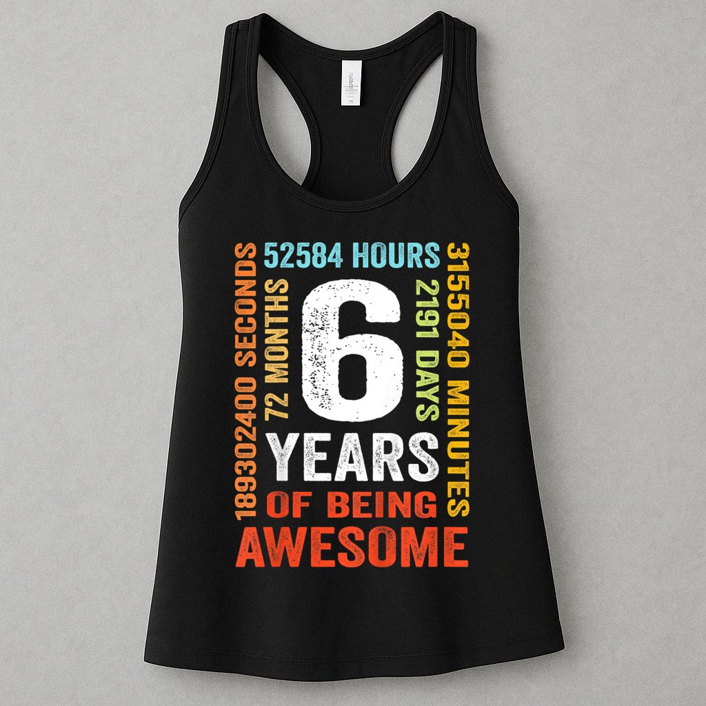 Kids 6th Birthday 6 Years Old Vintage Retro 72 Months Womens Tank Top