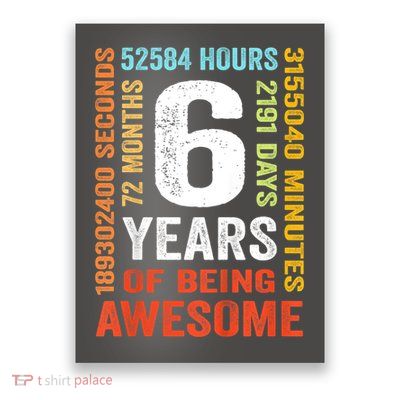 Kids 6th Birthday 6 Years Old Vintage Retro 72 Months Poster