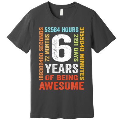 Kids 6th Birthday 6 Years Old Vintage Retro 72 Months Premium T-Shirt