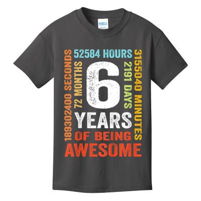 Kids 6th Birthday 6 Years Old Vintage Retro 72 Months Kids T-Shirt