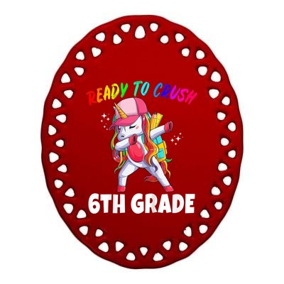 Kids 6th Grade Unicorn First Day Of School Gift Girl Rainbow Ceramic Oval Ornament