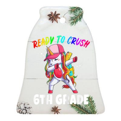 Kids 6th Grade Unicorn First Day Of School Gift Girl Rainbow Ceramic Bell Ornament