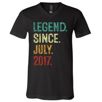 Kids 6 Years Old Legend Since July 2017 6th Birthday V-Neck T-Shirt