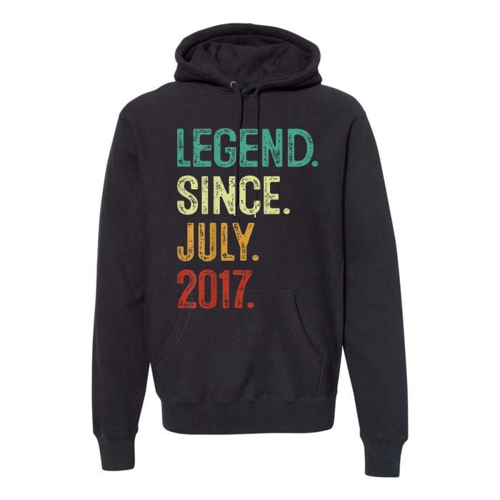 Kids 6 Years Old Legend Since July 2017 6th Birthday Premium Hoodie