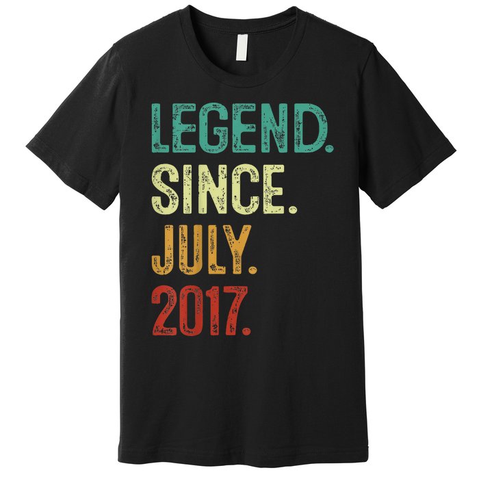 Kids 6 Years Old Legend Since July 2017 6th Birthday Premium T-Shirt