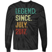 Kids 6 Years Old Legend Since July 2017 6th Birthday Tie-Dye Long Sleeve Shirt