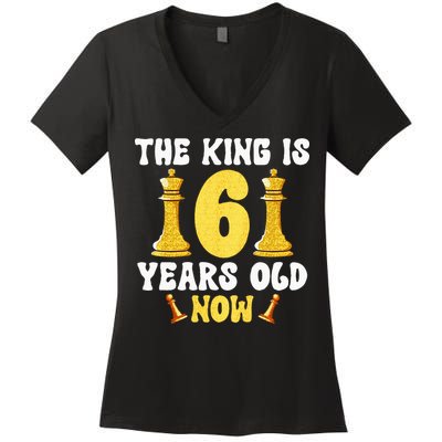 Kids 6 Years Old Birthday Chess Lover 6th Birthday Kids Chess Women's V-Neck T-Shirt
