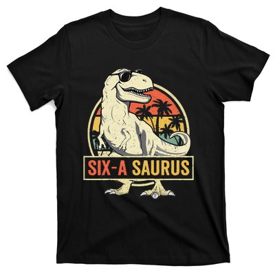 Kids 6 Year Old Dinosaur Birthday 6th T Rex Dino Six Saurus T-Shirt