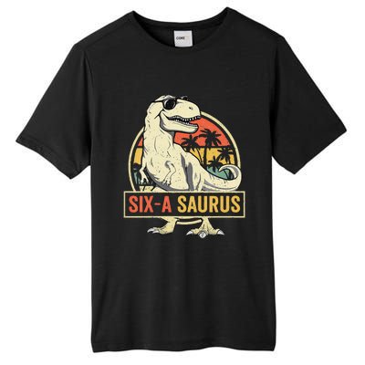 Kids 6 Year Old Dinosaur Birthday 6th T Rex Dino Six Saurus Tall Fusion ChromaSoft Performance T-Shirt