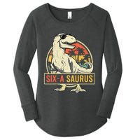 Kids 6 Year Old Dinosaur Birthday 6th T Rex Dino Six Saurus Women's Perfect Tri Tunic Long Sleeve Shirt