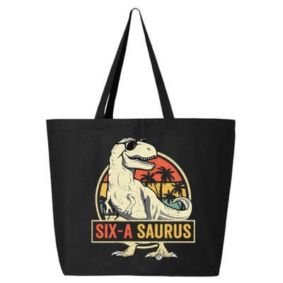 Kids 6 Year Old Dinosaur Birthday 6th T Rex Dino Six Saurus 25L Jumbo Tote