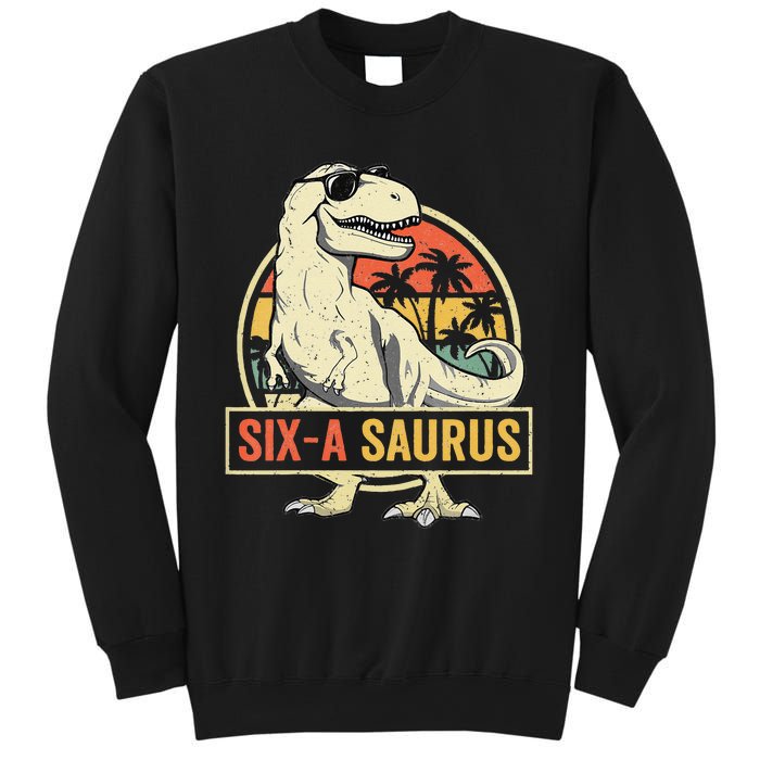 Kids 6 Year Old Dinosaur Birthday 6th T Rex Dino Six Saurus Sweatshirt