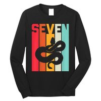 Kids 7th Birthday Vintage Snake Lover Pet Reptile 7 Years Old Long Sleeve Shirt