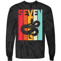 Kids 7th Birthday Vintage Snake Lover Pet Reptile 7 Years Old Tie-Dye Long Sleeve Shirt