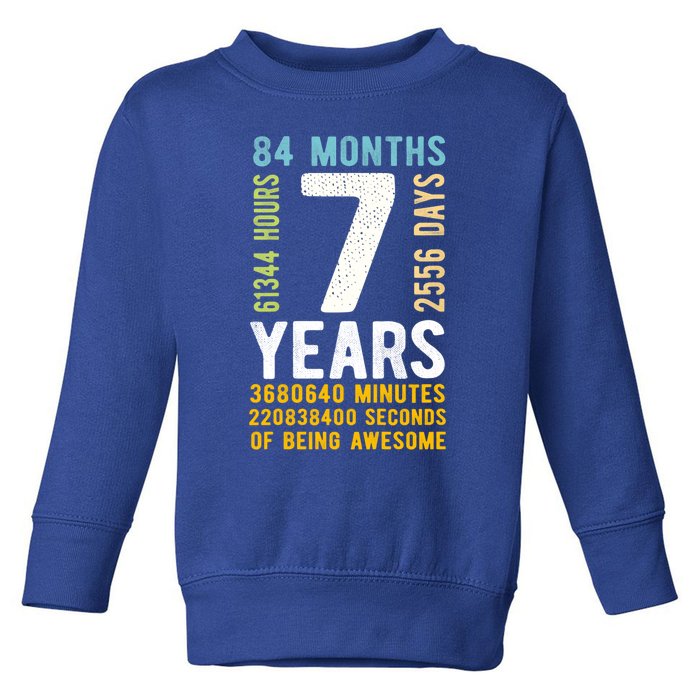 7th Birthday Gift 7 Years Old Vintage Retro 84 Months Toddler Sweatshirt