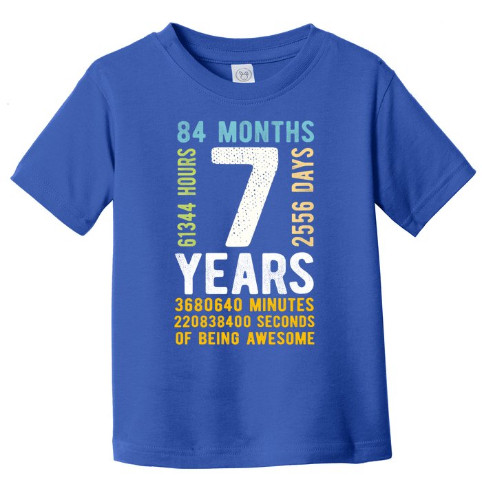 7th Birthday Gift 7 Years Old Vintage Retro 84 Months Toddler T-Shirt