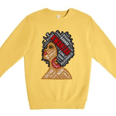 Kwanzaa 7 Principles Afro Black Woman Premium Crewneck Sweatshirt