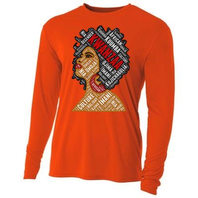 Kwanzaa 7 Principles Afro Black Woman Cooling Performance Long Sleeve Crew