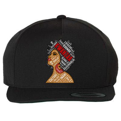 Kwanzaa 7 Principles Afro Black Woman Wool Snapback Cap