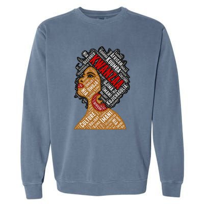 Kwanzaa 7 Principles Afro Black Woman Garment-Dyed Sweatshirt