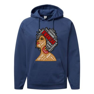 Kwanzaa 7 Principles Afro Black Woman Performance Fleece Hoodie