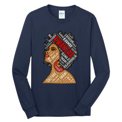 Kwanzaa 7 Principles Afro Black Woman Tall Long Sleeve T-Shirt