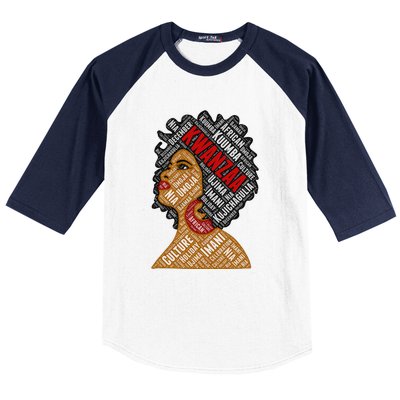 Kwanzaa 7 Principles Afro Black Woman Baseball Sleeve Shirt