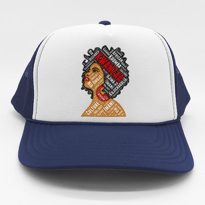 Kwanzaa 7 Principles Afro Black Woman Trucker Hat